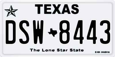 TX license plate DSW8443