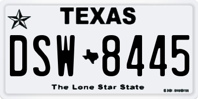 TX license plate DSW8445