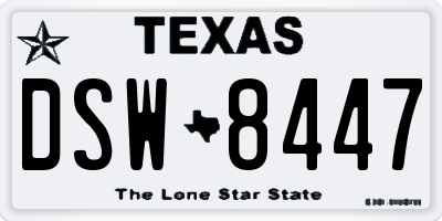 TX license plate DSW8447