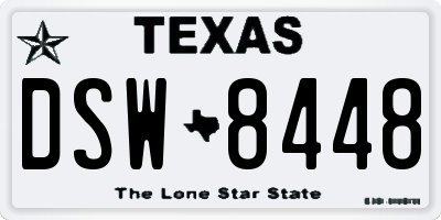 TX license plate DSW8448
