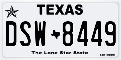 TX license plate DSW8449