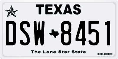 TX license plate DSW8451
