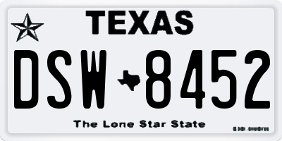 TX license plate DSW8452