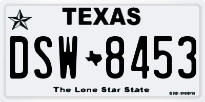TX license plate DSW8453