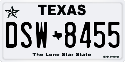 TX license plate DSW8455
