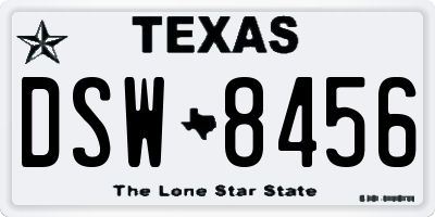 TX license plate DSW8456