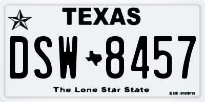 TX license plate DSW8457