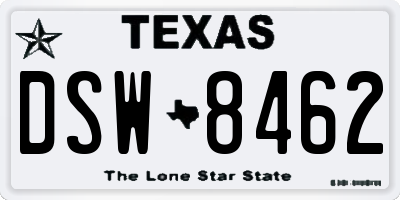 TX license plate DSW8462