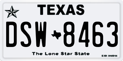 TX license plate DSW8463
