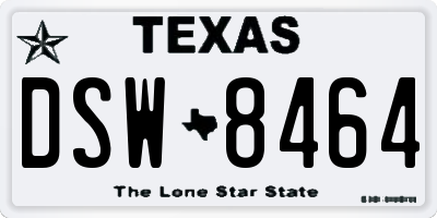 TX license plate DSW8464