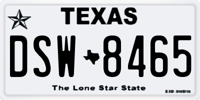 TX license plate DSW8465