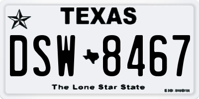 TX license plate DSW8467