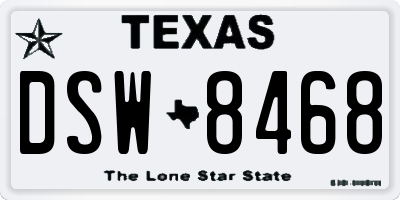 TX license plate DSW8468
