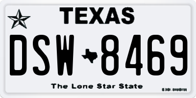 TX license plate DSW8469