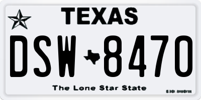 TX license plate DSW8470