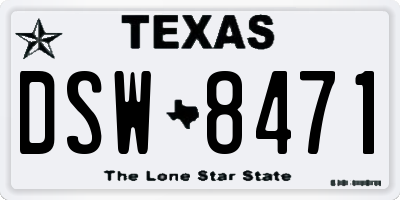 TX license plate DSW8471