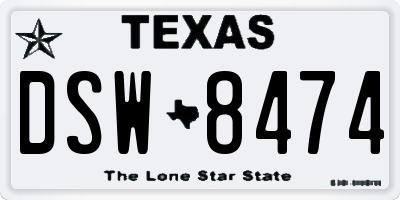 TX license plate DSW8474