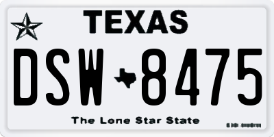 TX license plate DSW8475
