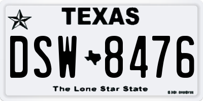 TX license plate DSW8476