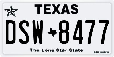 TX license plate DSW8477