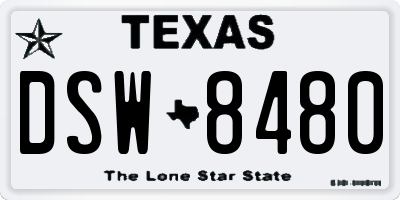 TX license plate DSW8480