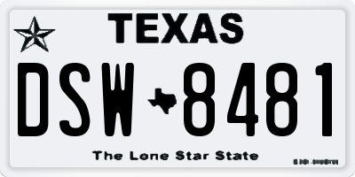 TX license plate DSW8481