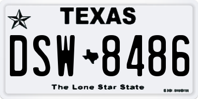 TX license plate DSW8486