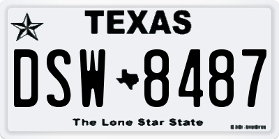 TX license plate DSW8487