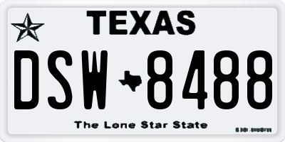 TX license plate DSW8488