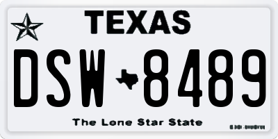 TX license plate DSW8489