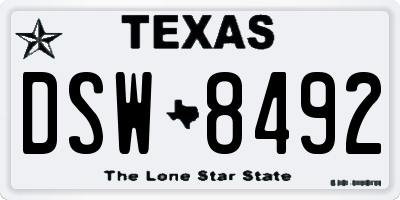 TX license plate DSW8492