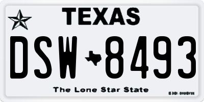 TX license plate DSW8493