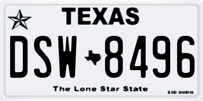 TX license plate DSW8496