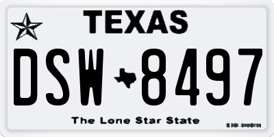 TX license plate DSW8497