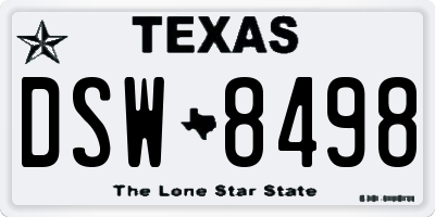 TX license plate DSW8498