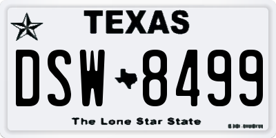 TX license plate DSW8499