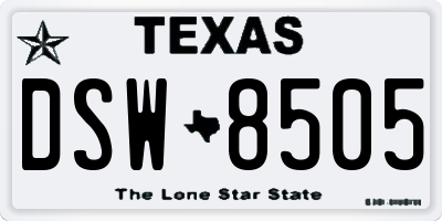 TX license plate DSW8505