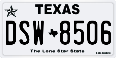 TX license plate DSW8506