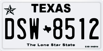 TX license plate DSW8512