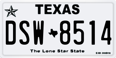 TX license plate DSW8514