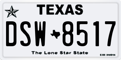 TX license plate DSW8517