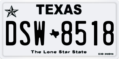 TX license plate DSW8518