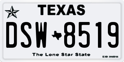 TX license plate DSW8519