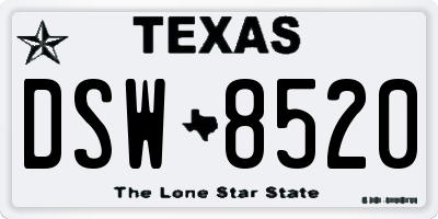 TX license plate DSW8520