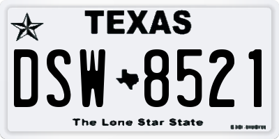 TX license plate DSW8521