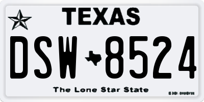 TX license plate DSW8524