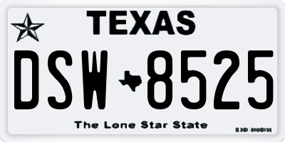 TX license plate DSW8525