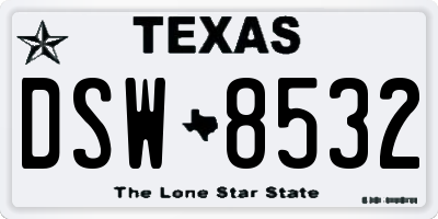TX license plate DSW8532