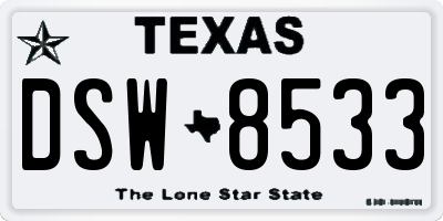 TX license plate DSW8533