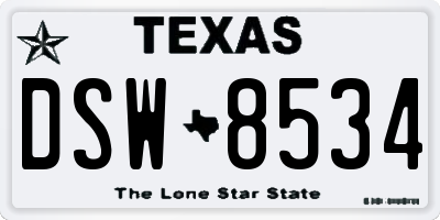TX license plate DSW8534